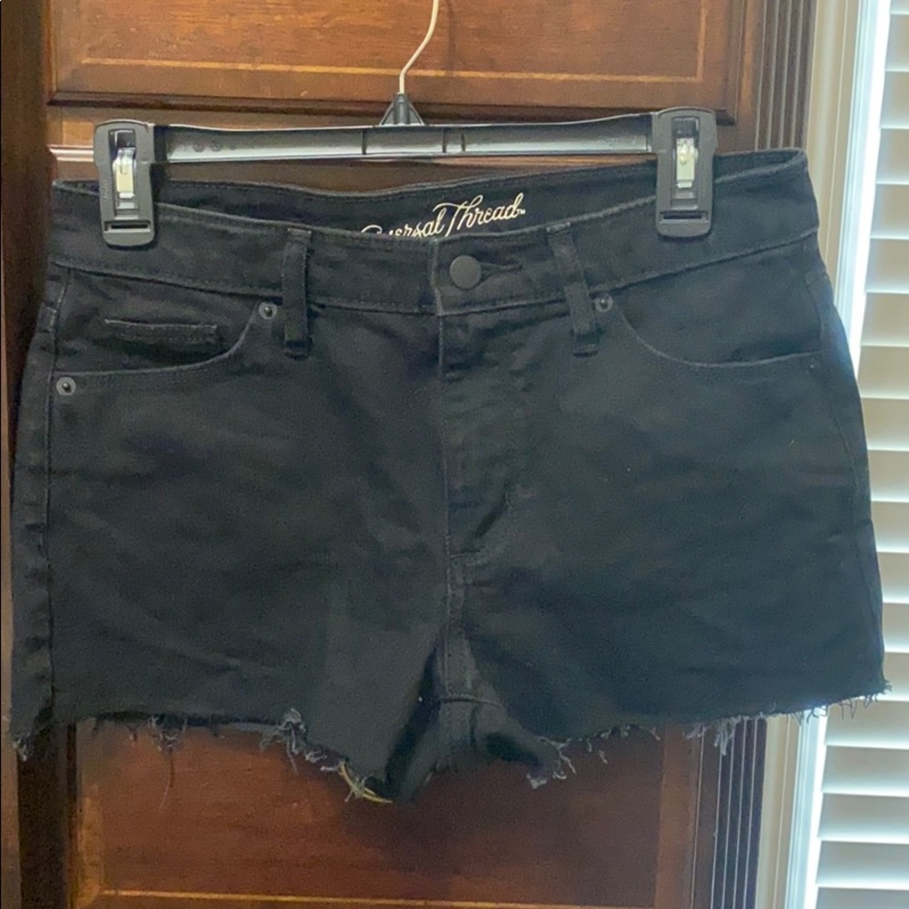 Black denim shorts